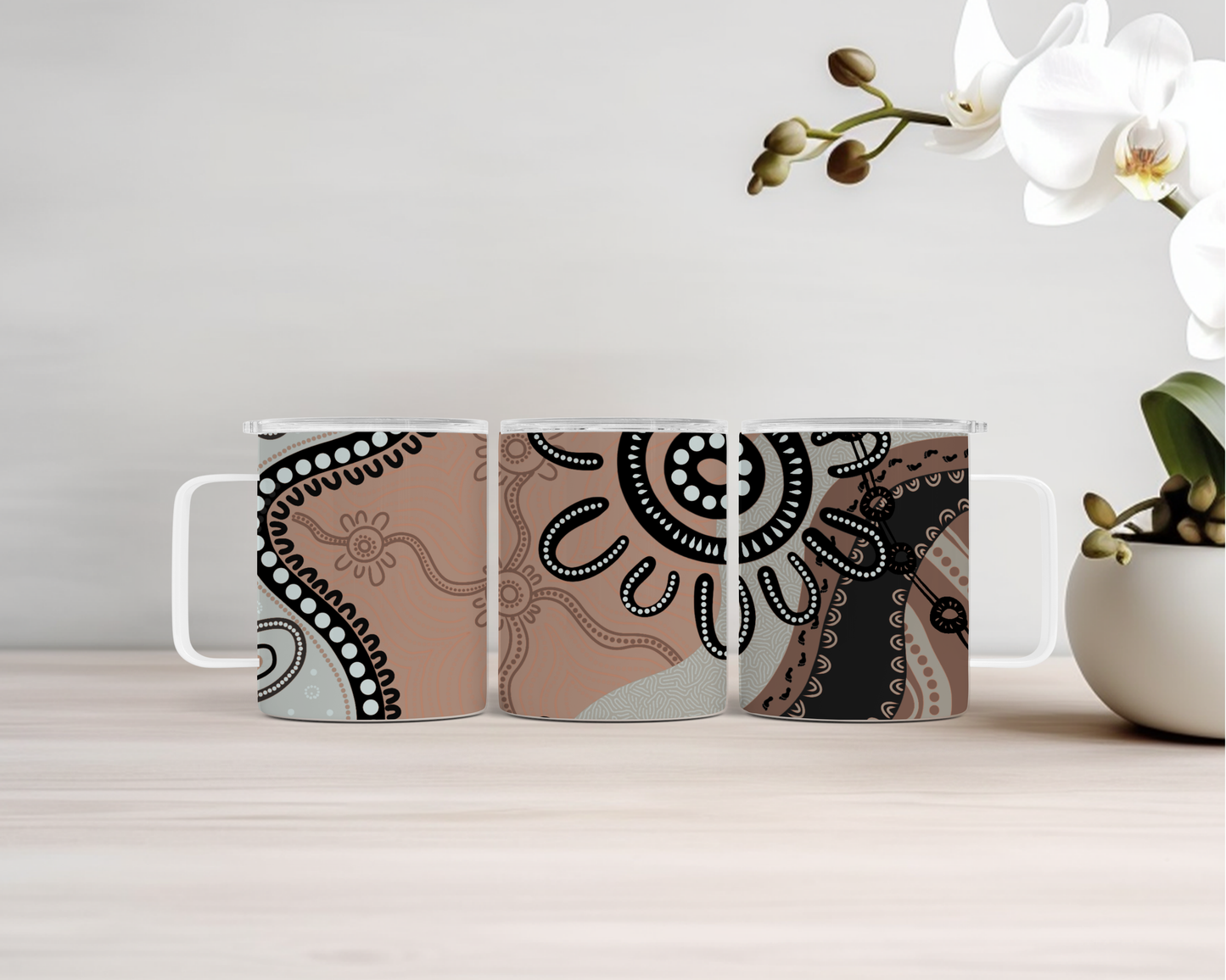 Walkabout - Earth - 14oz Insulated Mugs - Aboriginal Art Mug