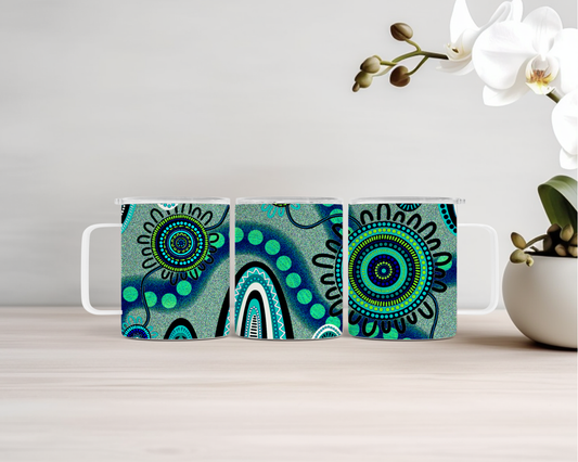 Echoes - Blue - 14oz Insulated Mugs - Aboriginal Art Mug