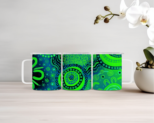 Wet Seasons - Forrest - 14oz Insulated Mugs - Aboriginal Art Mug