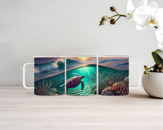 Turtle - 14oz Insulated Mugs - Aboriginal Art Mug