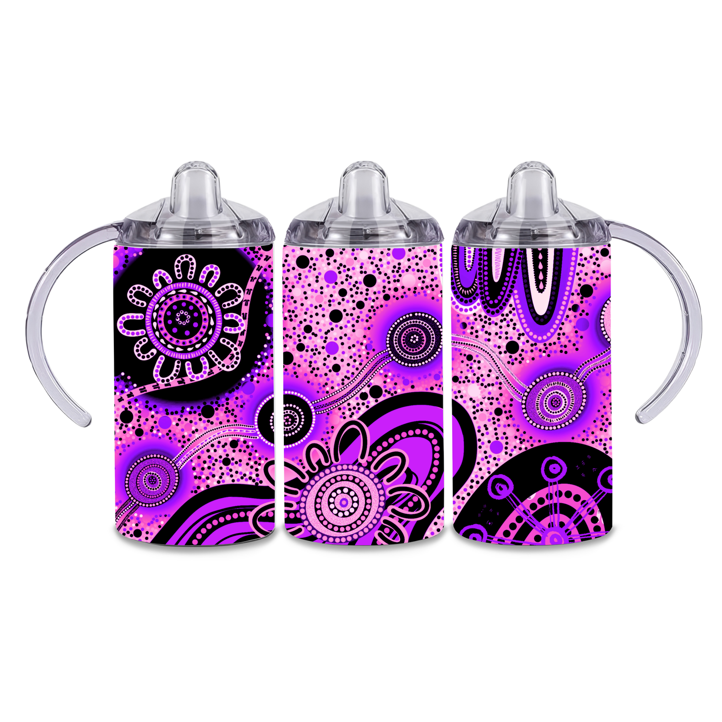 Dreaming - Deep Pink - 12oz Aboriginal Art Sippy Cup