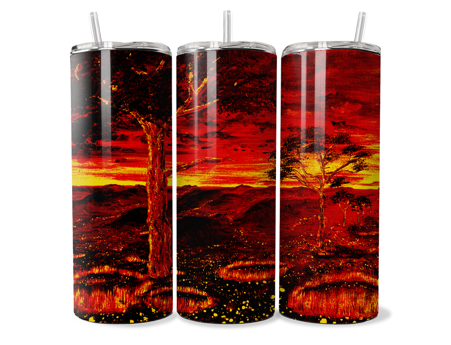 Landscape Sunset by Jum Ashwin - Aboriginal Art - 20oz Tumbler