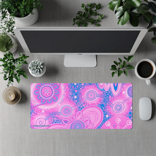 Dreaming - Pink & Blue - Aboriginal Art Desk Mat