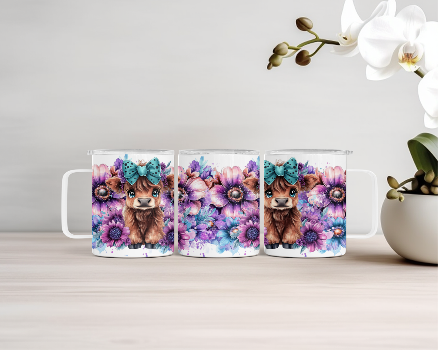 14oz Insulated Mugs - Highland Cow