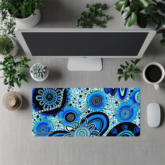 Dreaming - Blue - Aboriginal Art Desk Mat