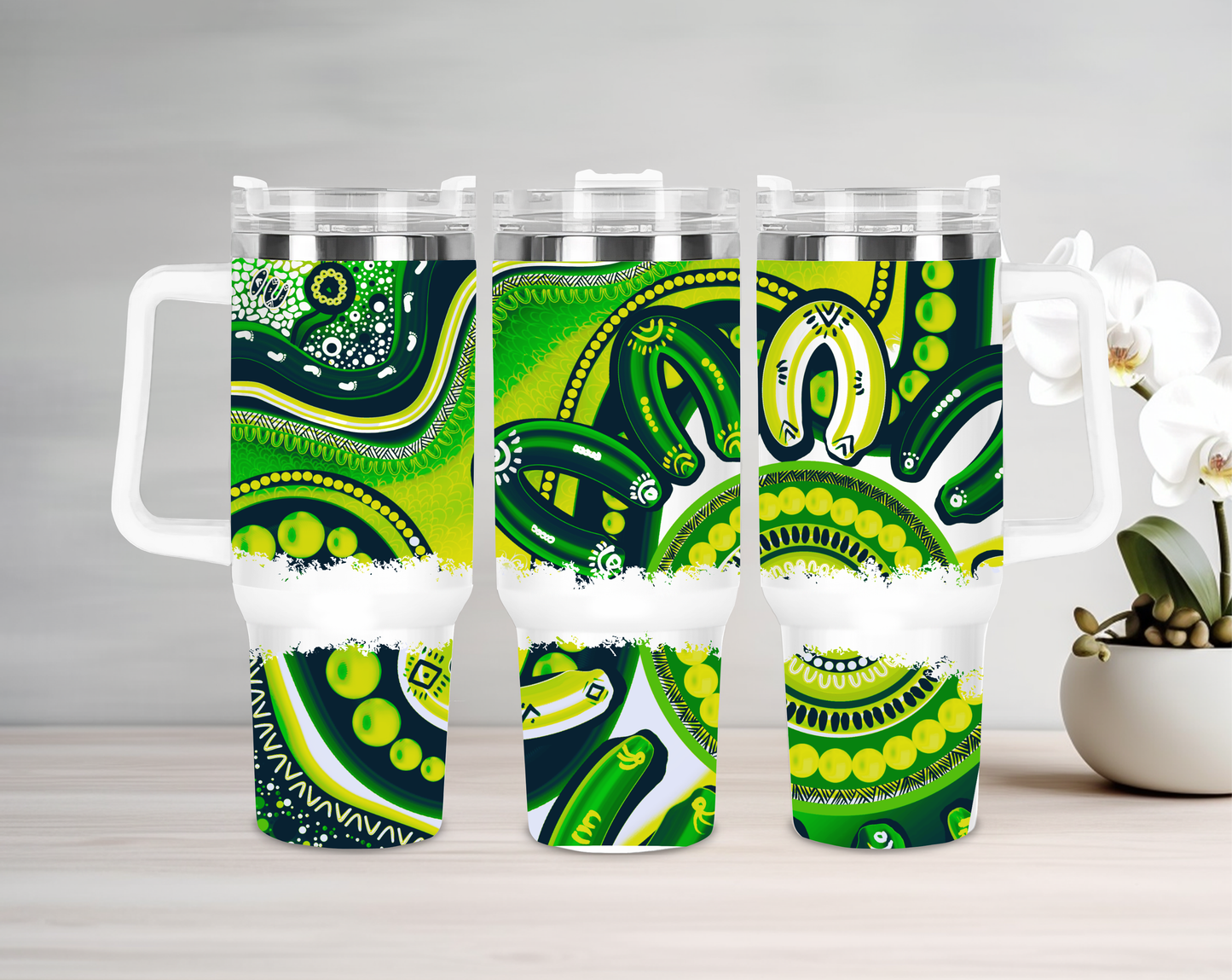 Belonging - Green - 40oz Tumbler - Aboriginal Art