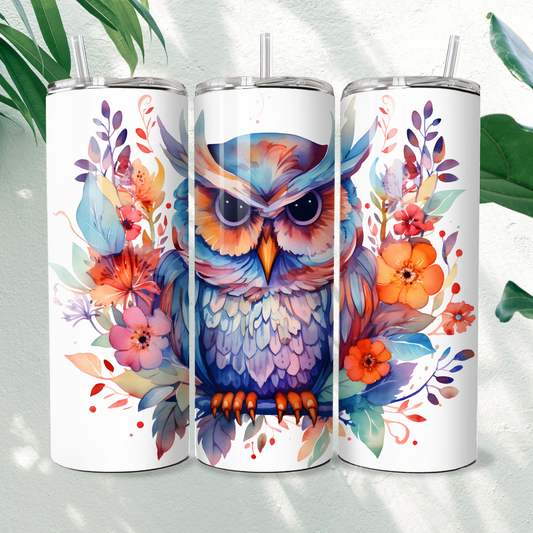 Floral Owl - 20oz Tumbler