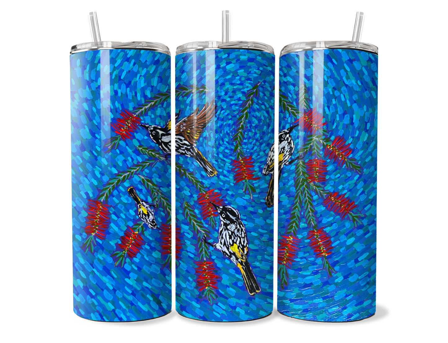 Miner Birds by Jum Ashwin - Aboriginal Art - 20oz Tumbler