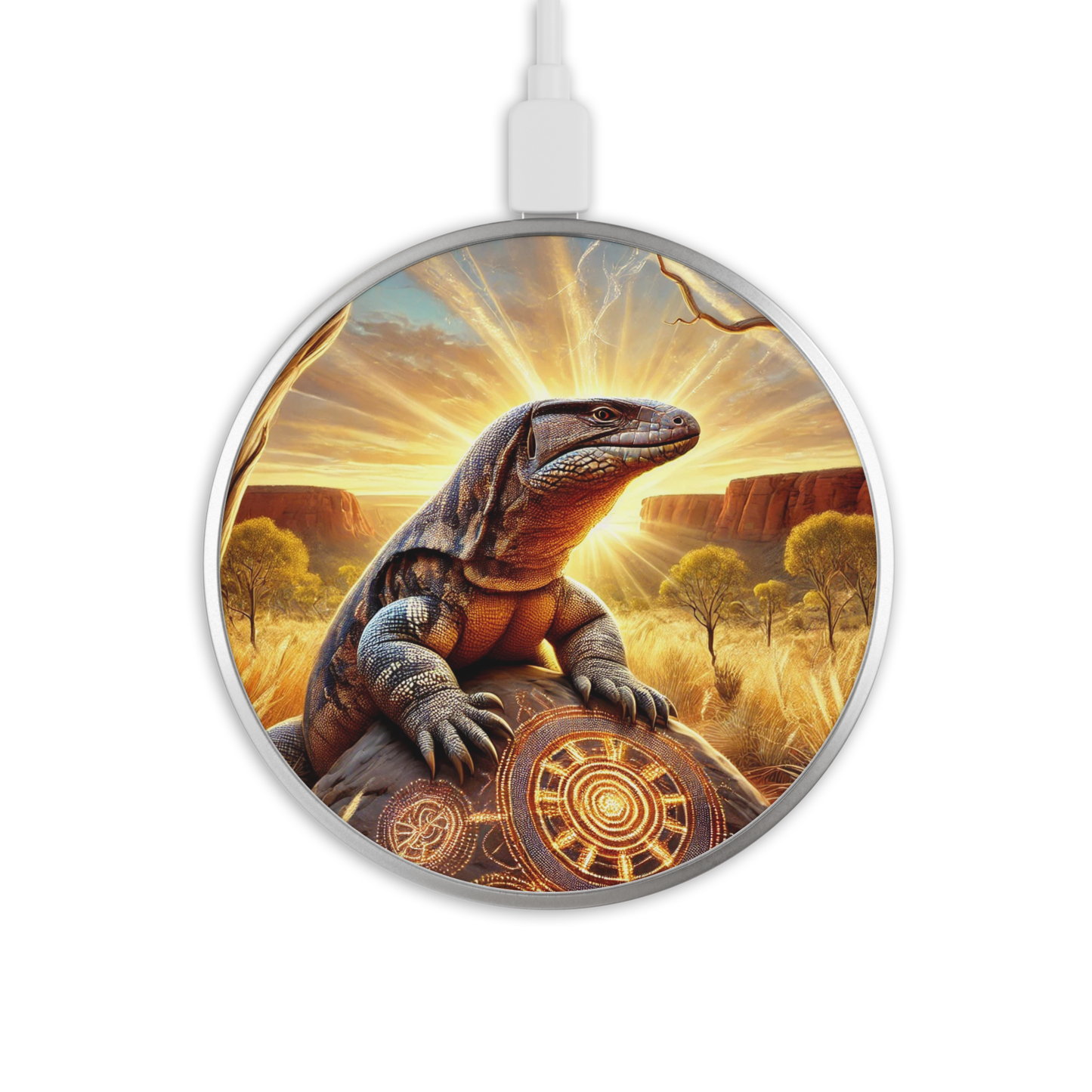 Goanna - Wireless Phone Charger - Aboriginal Art