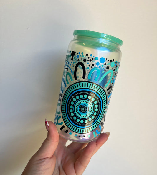 Sisterhood - Blue/Black - 16oz Glass Libbey Cup