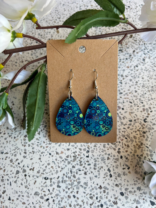 Mob - Azure - Tear Drop - Wooden Earrings