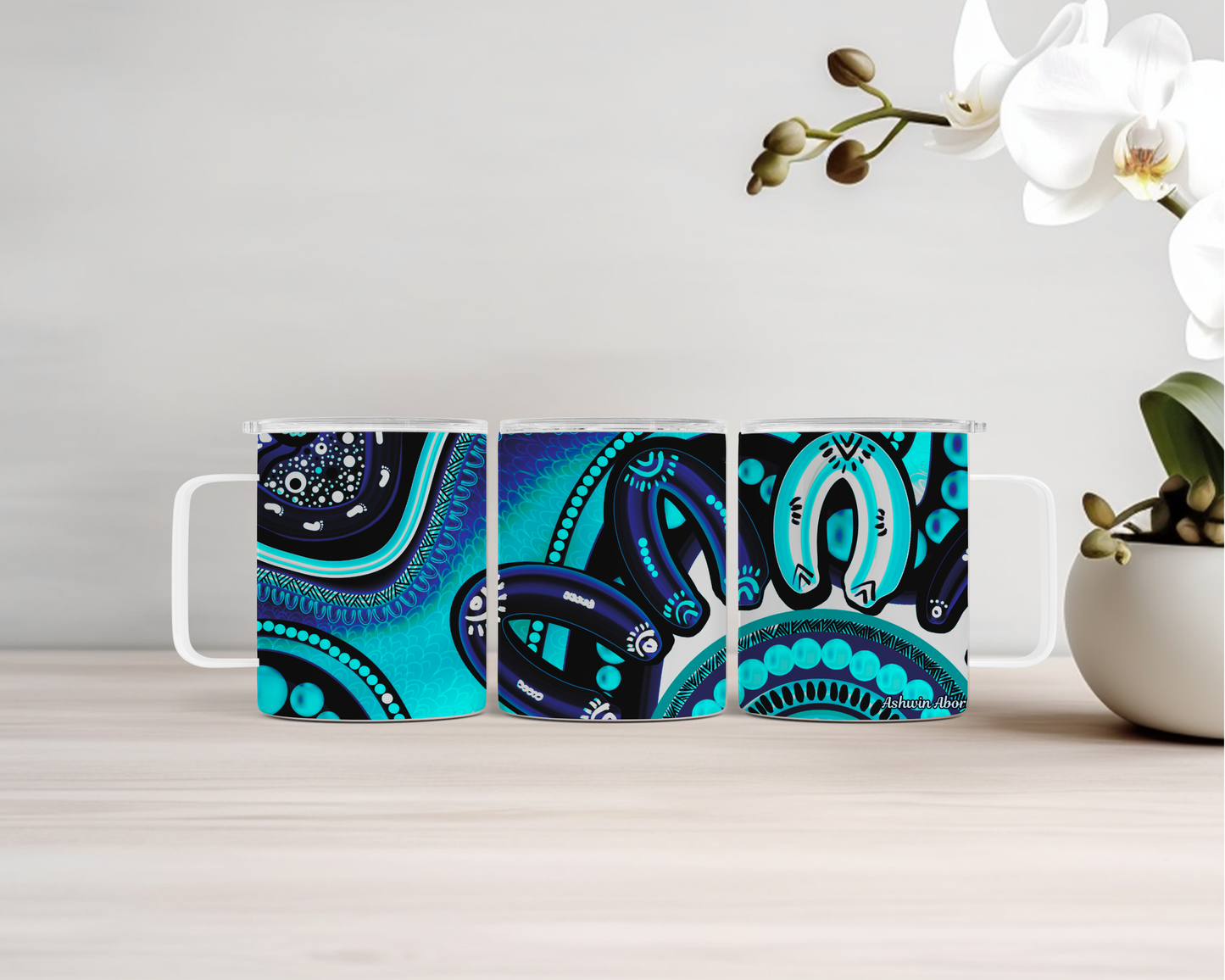 Belonging - 14oz Insulated Mugs - Aboriginal Art Mug