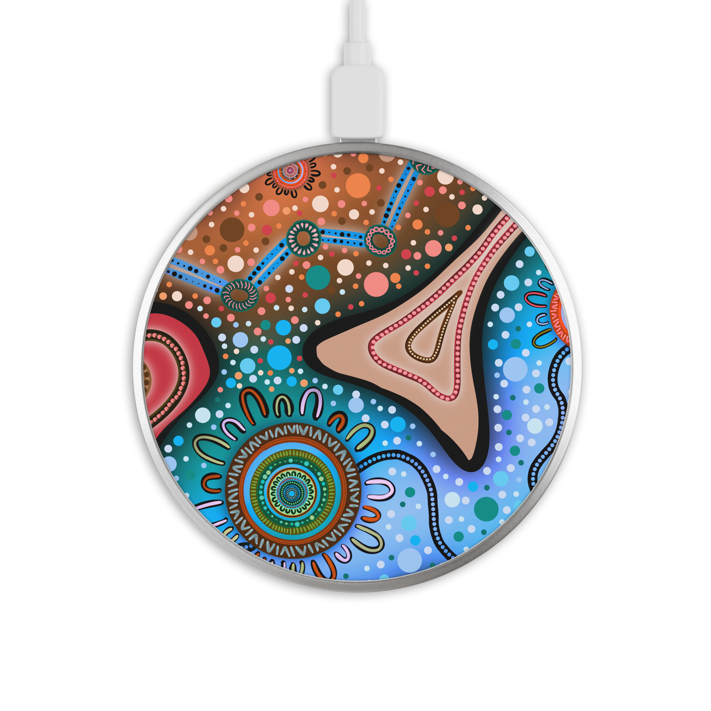 Pathways - Wireless Phone Charger - Aboriginal Art