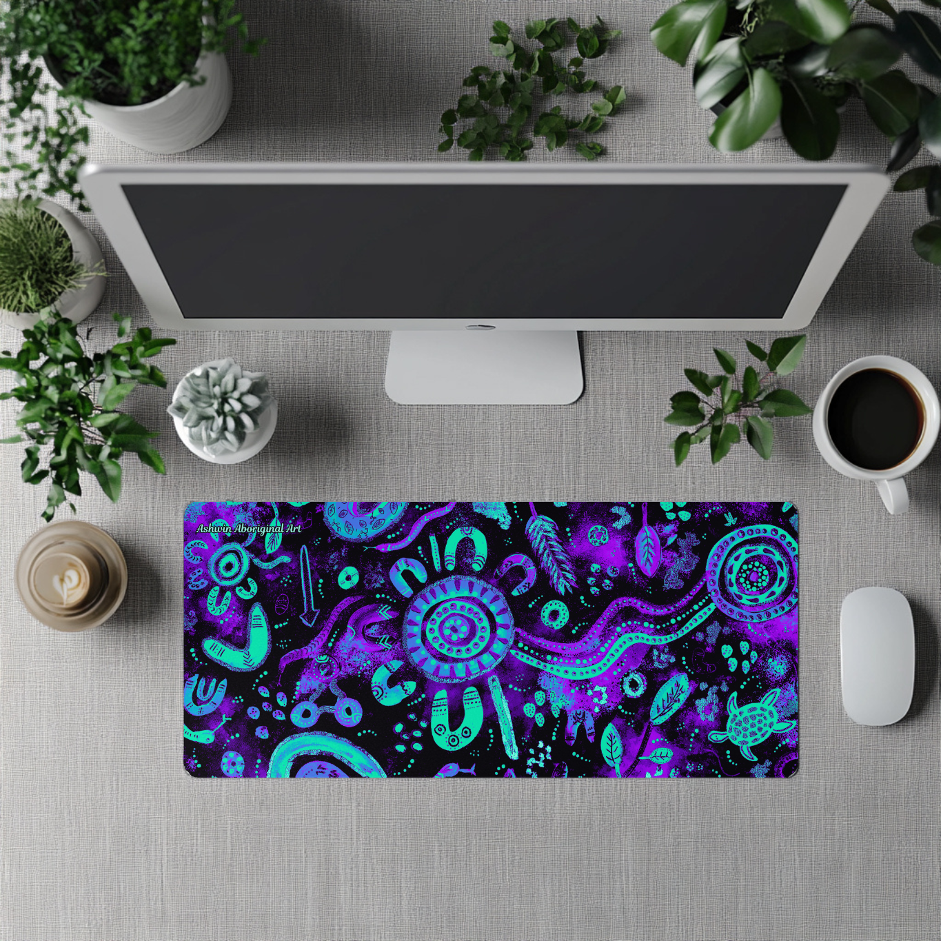 Country - Purple - Aboriginal Art Desk Mat