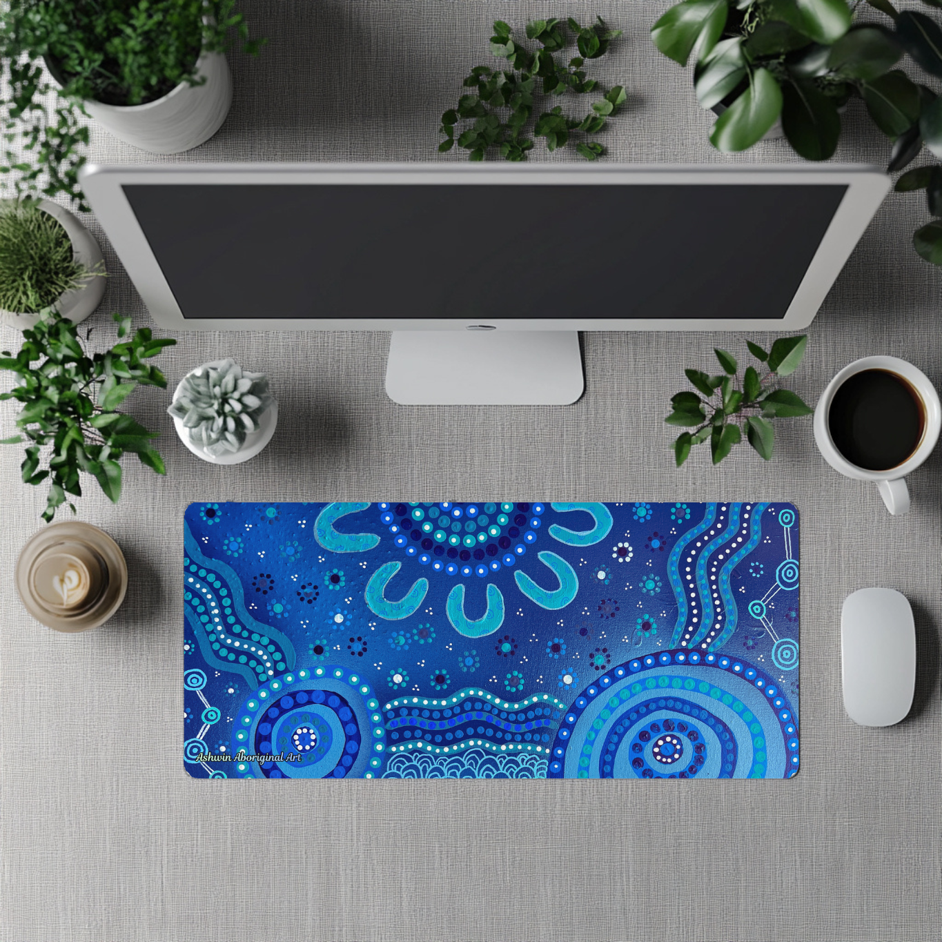 Wet Seasons - Aboriginal Art Desk Mat