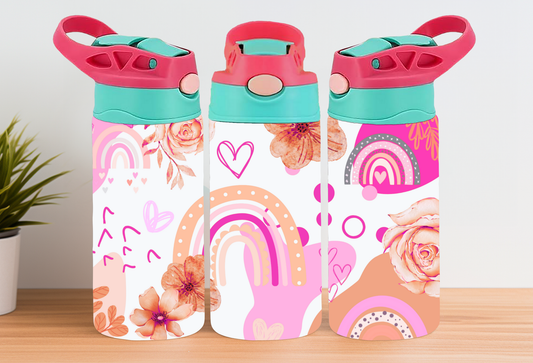 Kids Water Bottle - Rainbow Hearts