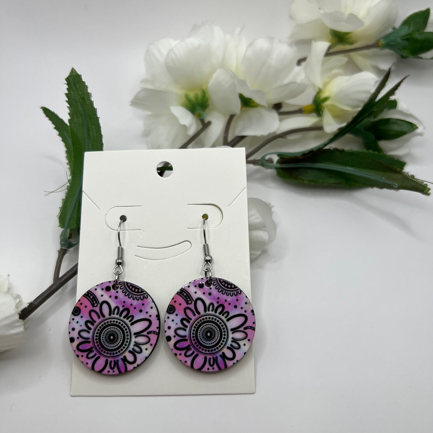 Community - Marble - Wooden Aboriginal Art Earrings