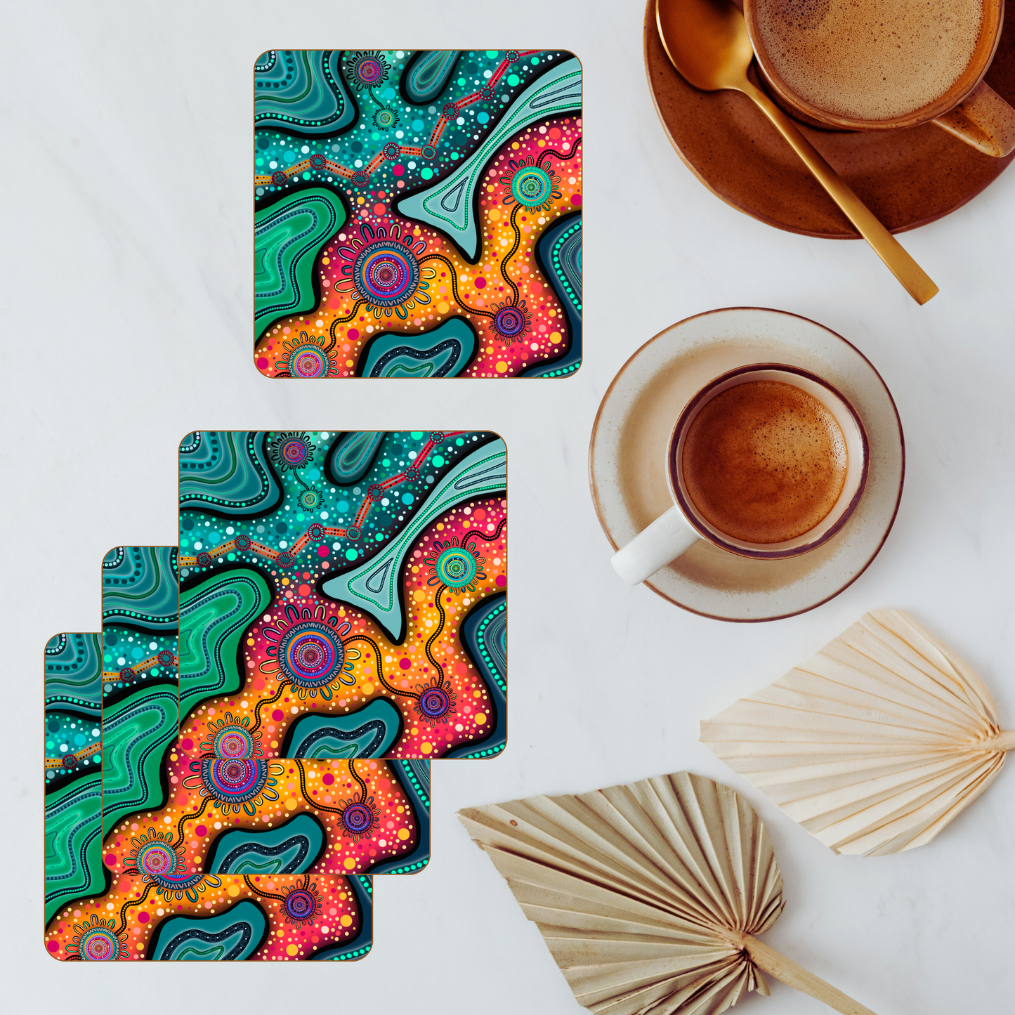 Pathways - Country - Aboriginal Art Coasters