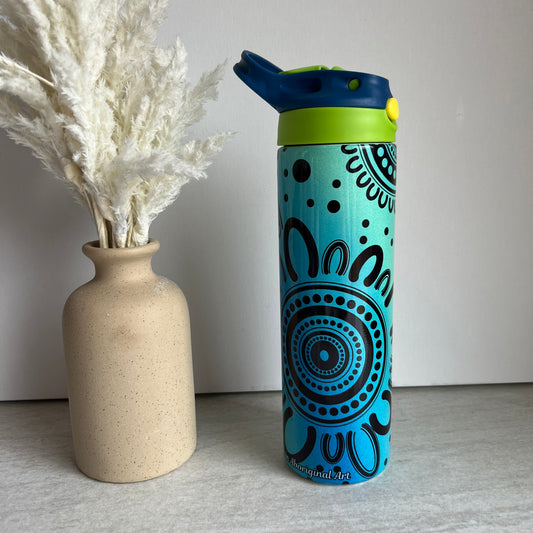 Community - Black - Aboriginal Art - 20oz Water Bottle