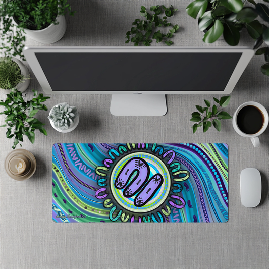 Becoming - Winter - Aboriginal Art Desk Mat