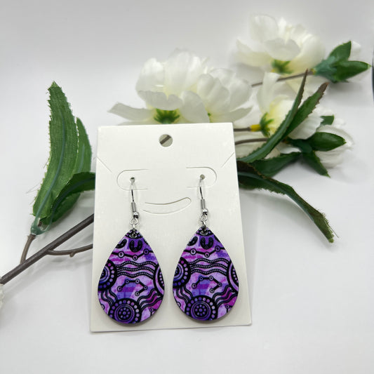 Wet Seaons - Purple - Aboriginal Art Earrings