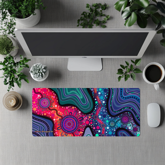 Pathways - Dusk - Aboriginal Art Desk Mat