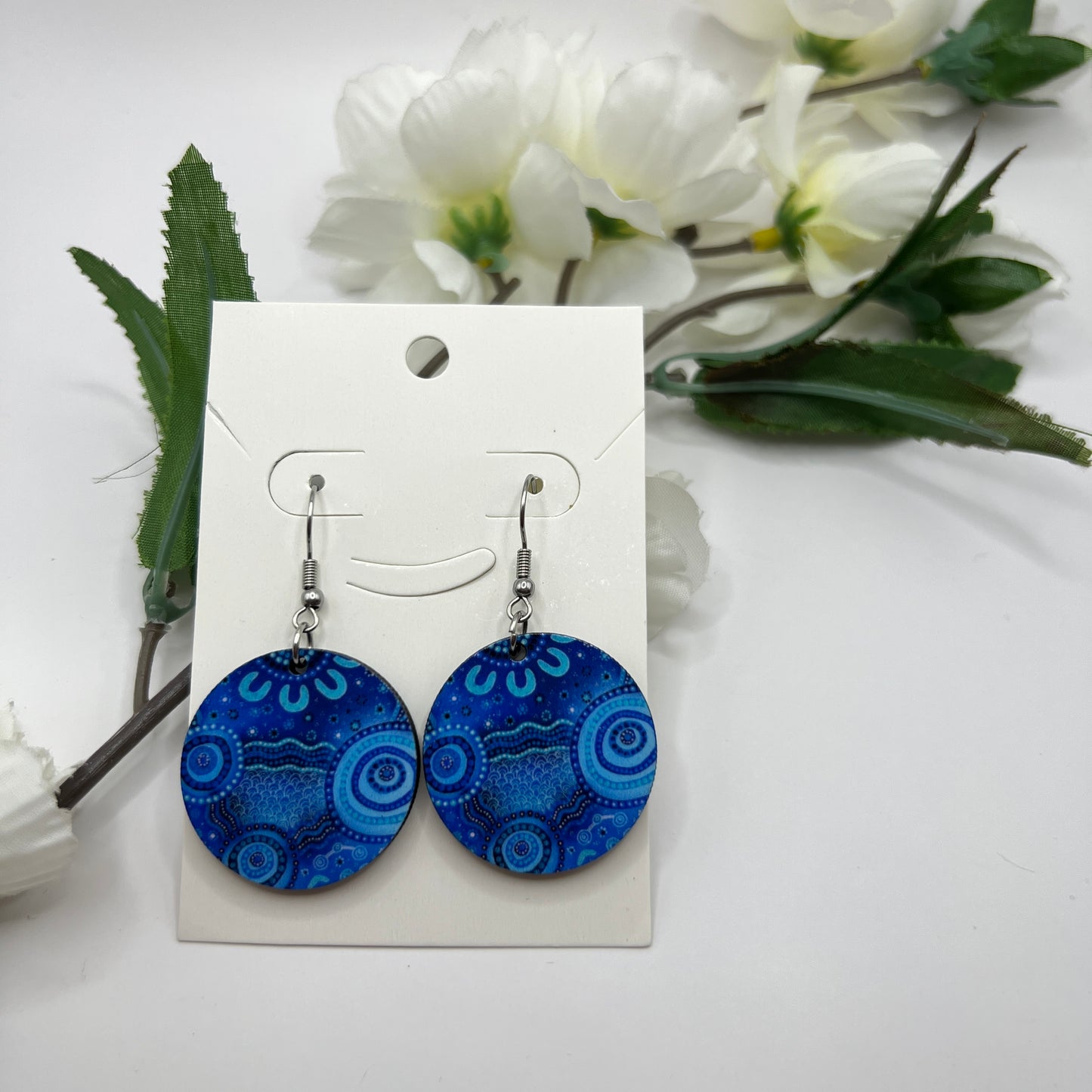 Wet Seasons - Wooden Aboriginal Art Earrings