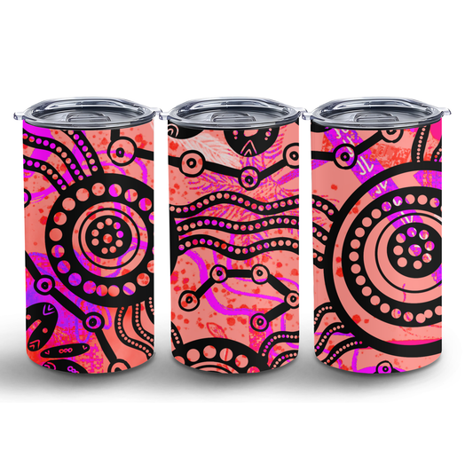 Wet Seasons - Sunrise - 12oz Insulated Tumbler | Aboriginal Art Coffee Cup
