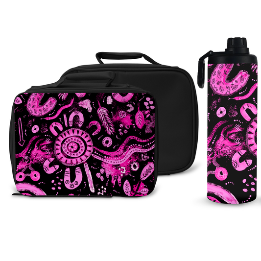 Country - Black & Pink - Lunch Boxes & Water Bottle Bundle