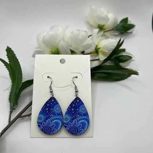 Dreaming - Blue - Aboriginal Art Earrings