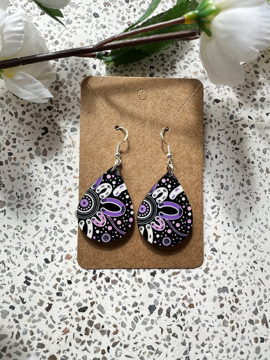 Self Connection - Purple - Wooden Earrings