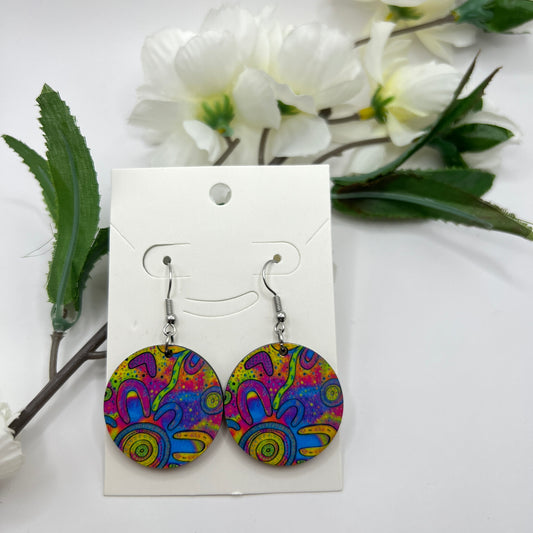 New Beginnings - Wooden Aboriginal Art Earrings