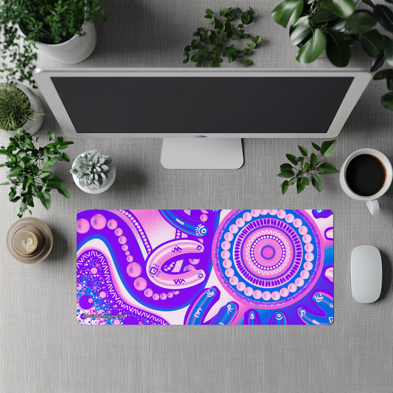 Belonging - Pastel - Aboriginal Art Desk Mat