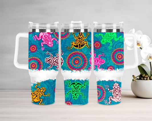Frogs - Mating Season - by Jum Ashwin - 40oz Tumbler - Aboriginal Art