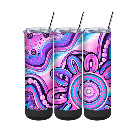 Belonging - Pastel - 20oz Aboriginal Art Bluetooth Speaker Tumbler