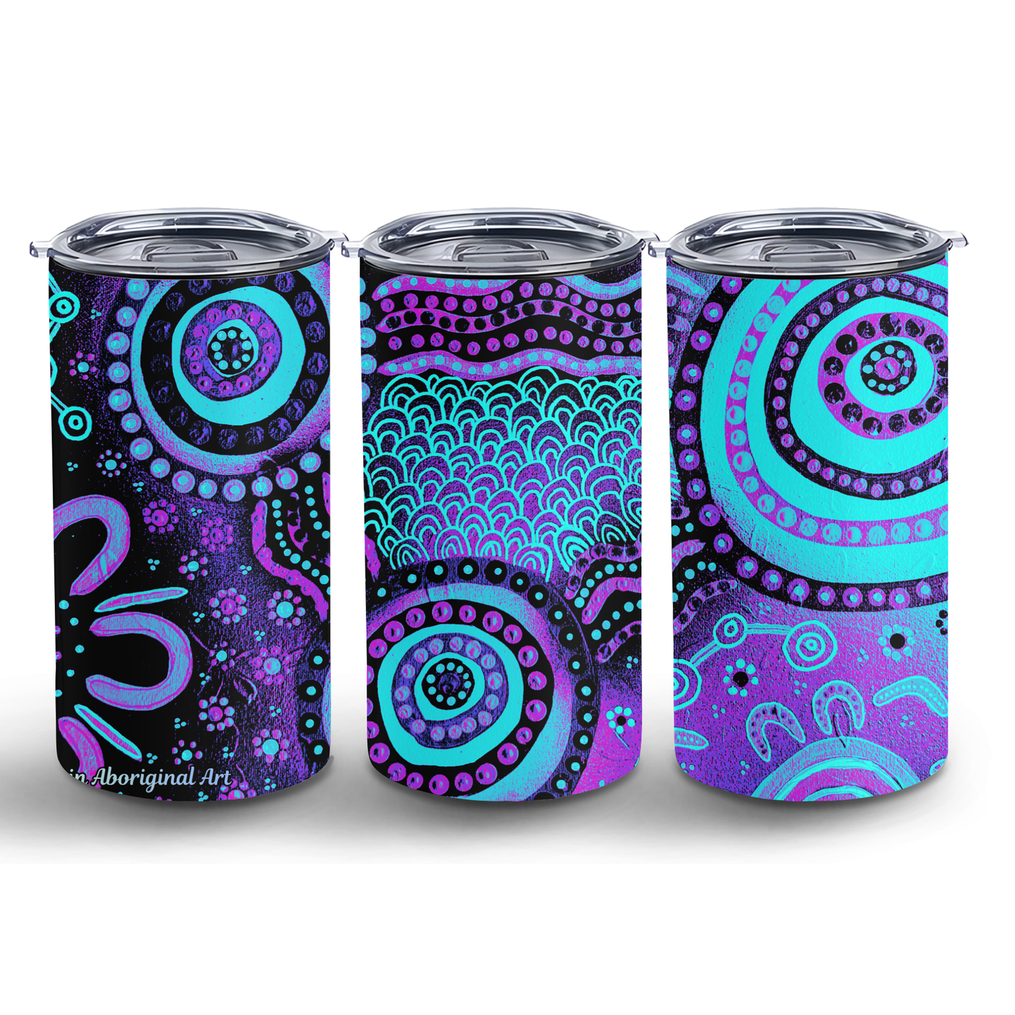 Wet Seasons - Dusk - 12oz Insulated Tumbler | Aboriginal Art Coffee Cup