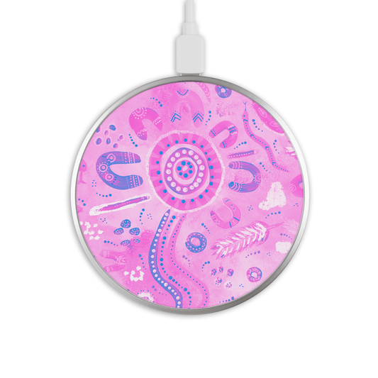 Country - Pink - Wireless Phone Charger - Aboriginal Art