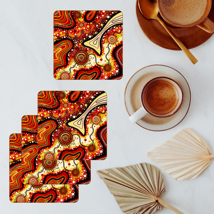 Pathways - Traditional - Aboriginal Art Coasters