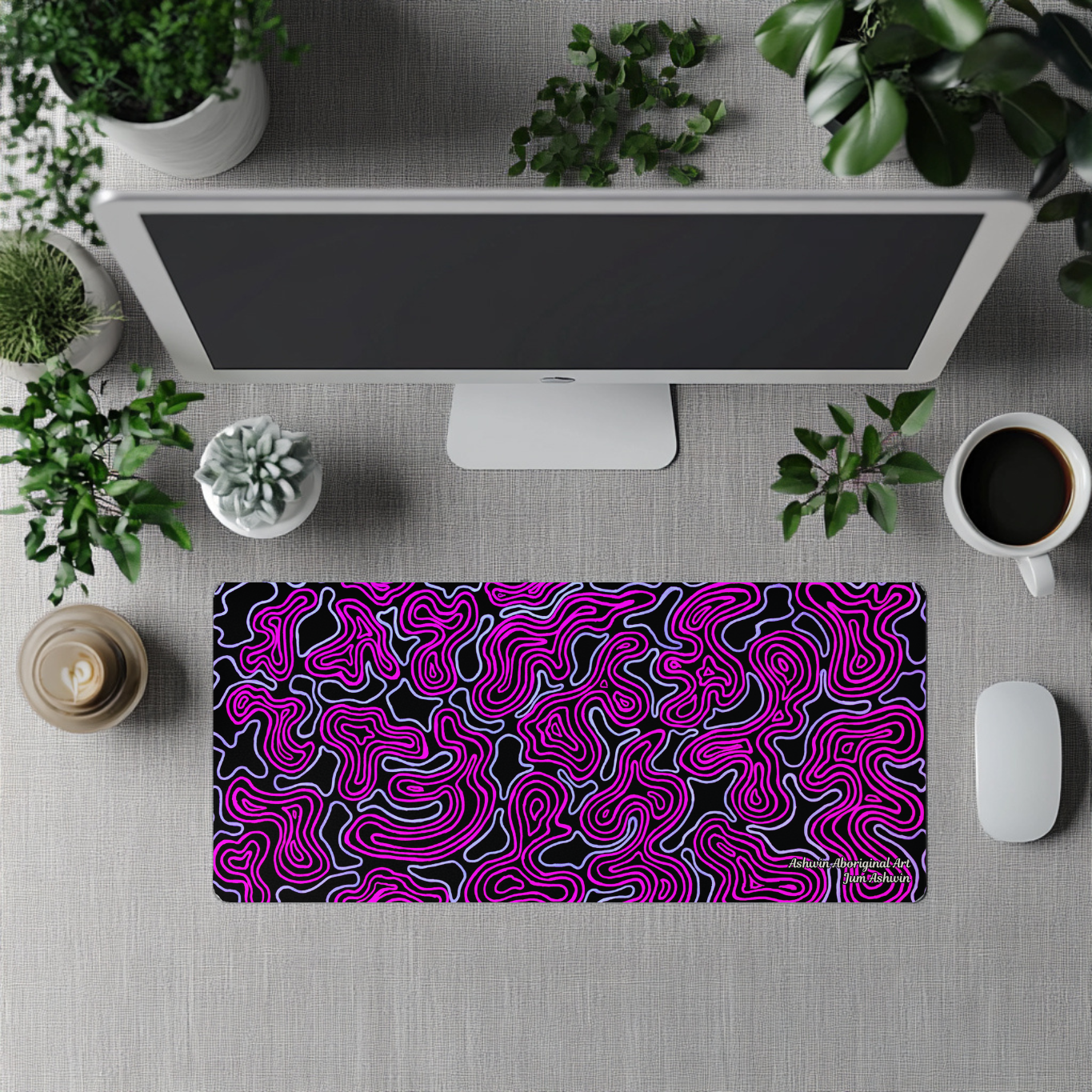 Kapi (water) Sunrise by Jum Ashwin - Aboriginal Art Desk Mat