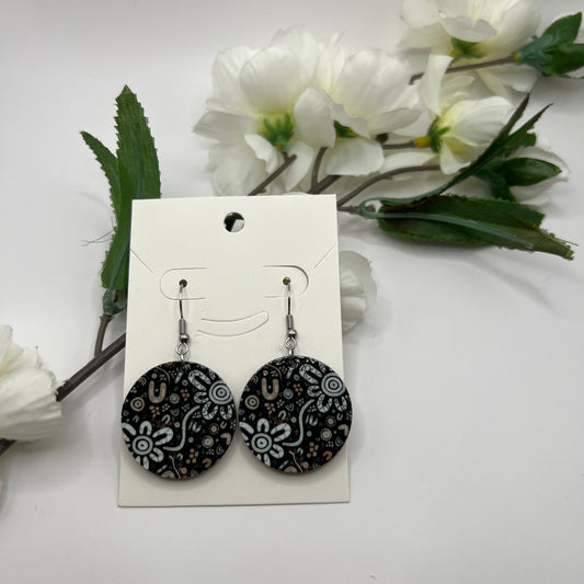 Stronger Than Before - Midnight - Wooden Aboriginal Art Earrings