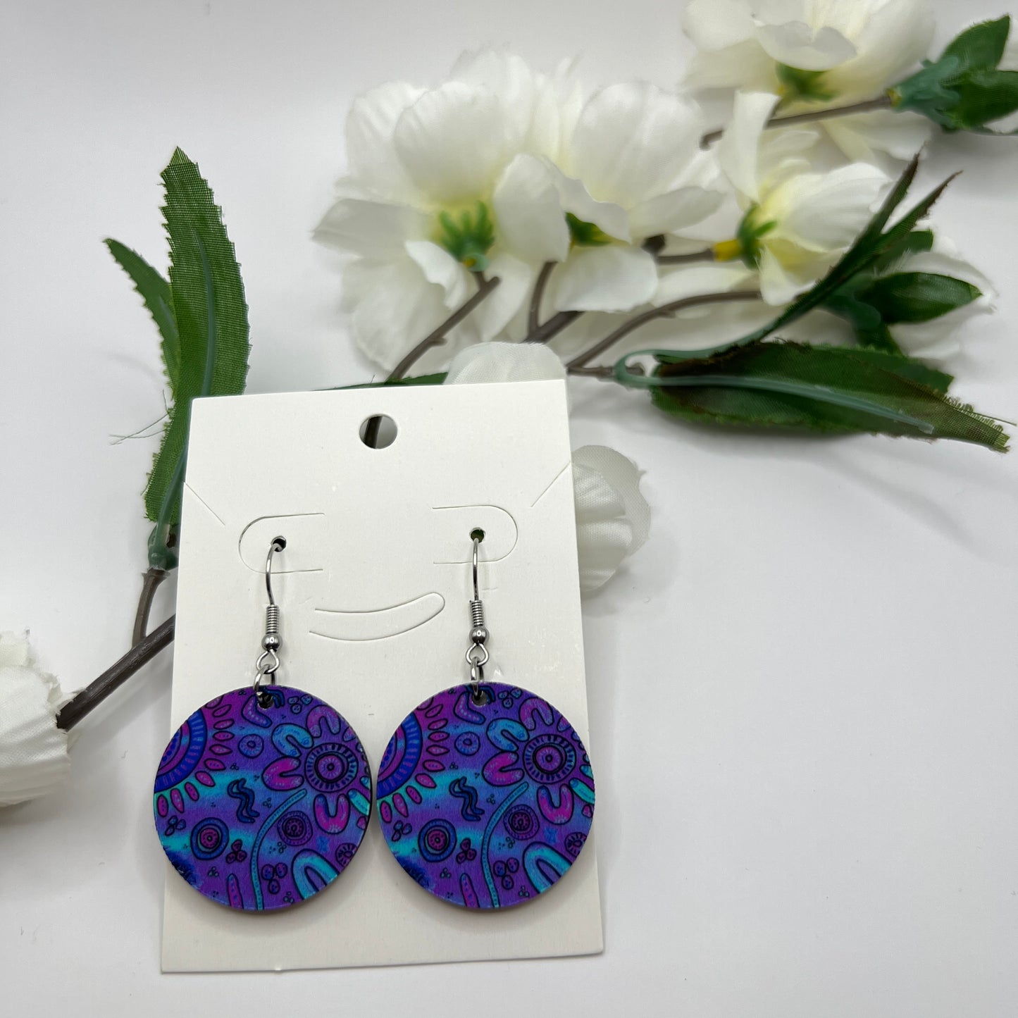 Harmony - Dusk - Wooden Aboriginal Art Earrings