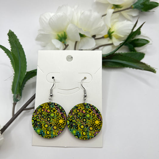 Mob - Bright - Wooden Aboriginal Art Earrings