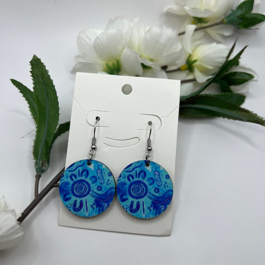 Country - Sky - Wooden Aboriginal Art Earrings