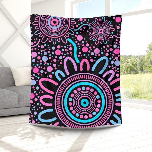 Sisterhood Pastel - Aboriginal Art Throw Blanket