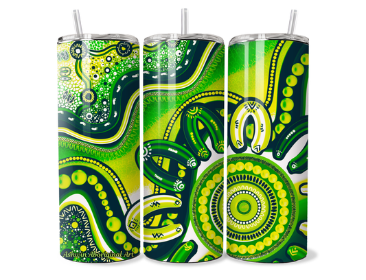 Belonging - Green - Aboriginal Art - 20oz Tumbler