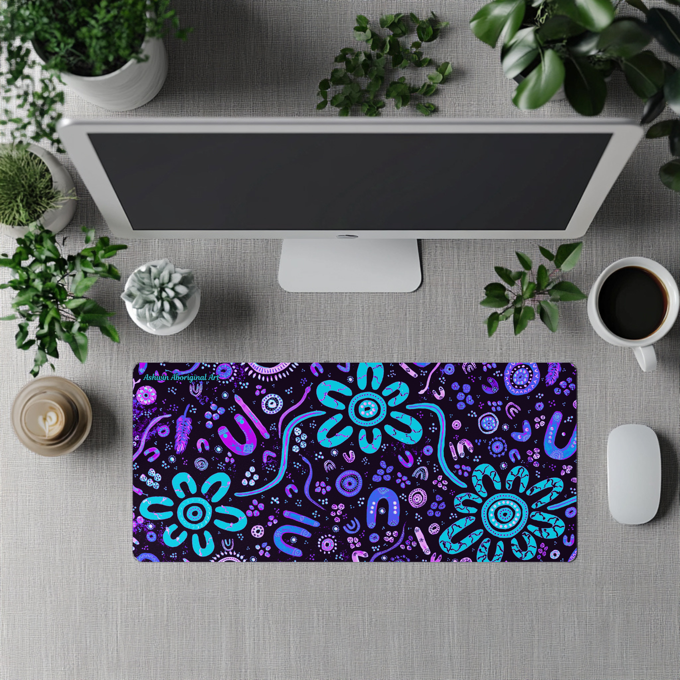 Stronger Than Before - Dusk - Aboriginal Art Desk Mat