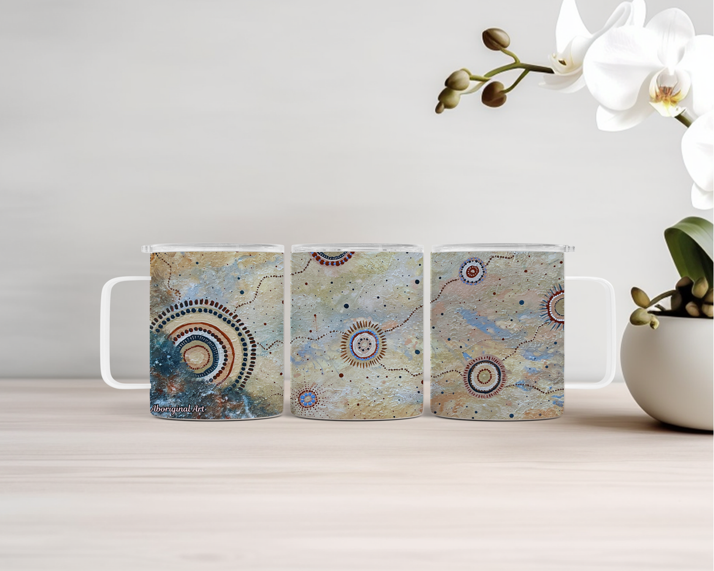 Reach - 14oz Insulated Mugs - Aboriginal Art Mug