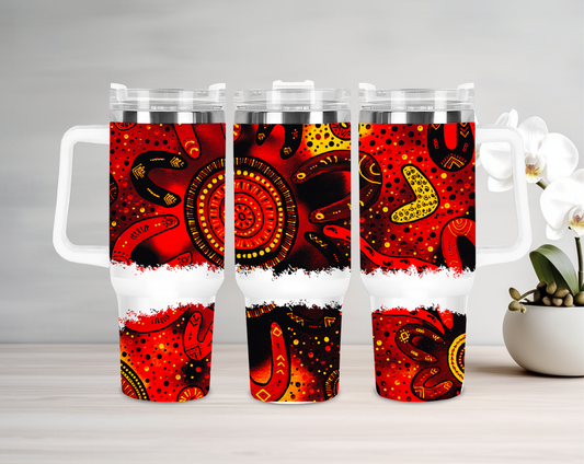 New Beginnings - Red - 40oz Tumbler - Aboriginal Art
