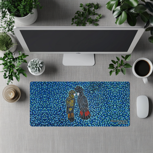 Red Tail Cockatoo by Jum Ashwin - Aboriginal Art Desk Mat