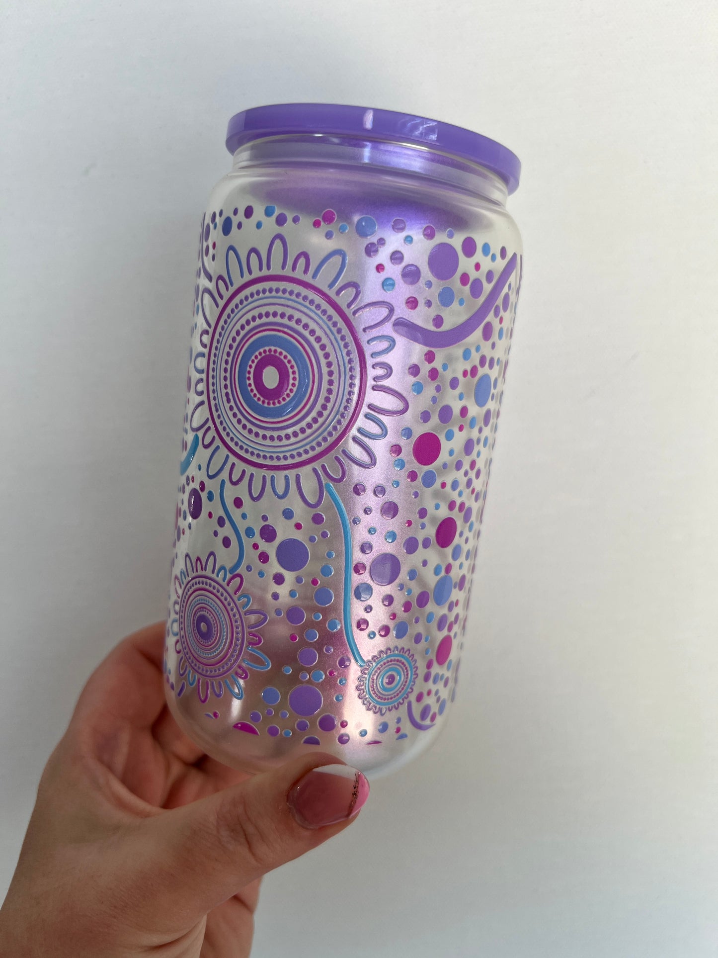 Sisterhood Pastel - Purple Iridescent GLASS - 16oz Glass Libbey Cup